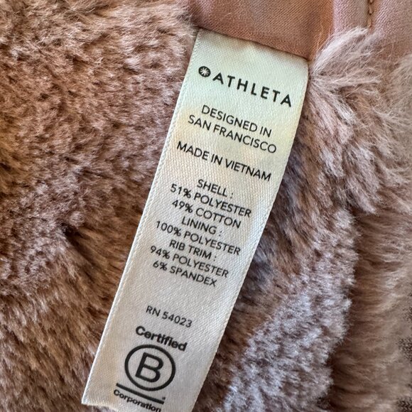 Athleta Triumph Luxe Shine, sherpa lined, full zip hoodie Dogwood Mauve sz XS - Picture 12 of 12